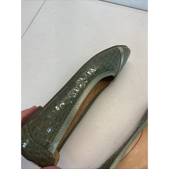 Vionic Orthaheel Caroll Ballet Flats Size US 7 Croco Olive Patent Office Casual - Picture 7 of 12